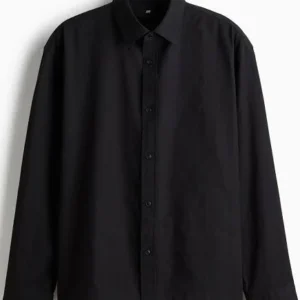 men's regular fit textured black shirt