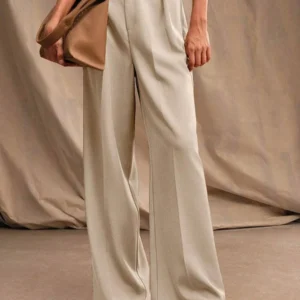 trousers women's relaxed straight fit high rise pleated wide leg trousers